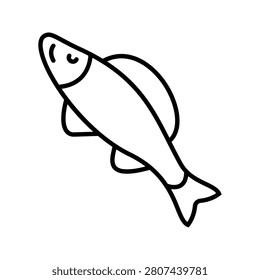 Chub fish icon. Animals and freshwater fish line symbol. Black and white.
