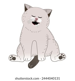 A chubby and adorable cat is fast asleep, exhausted, with bubbles coming out of its nose and drool flowing from its mouth.