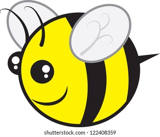 Chubby bee character flying isolated