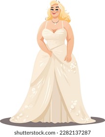 Chubby blonde woman bride vector illustration
