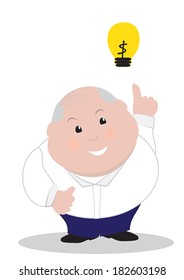 Chubby boss has an idea. Vector