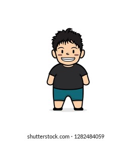 chubby boy smile,character design. -vector 