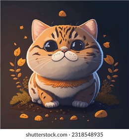 Chubby cat big brown eyes