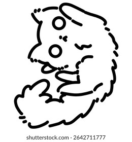 Chubby cat cartoon line art illustration. Simple outline drawing of a cat 