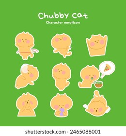 Conjunto de emoticones de personaje de gato gordito