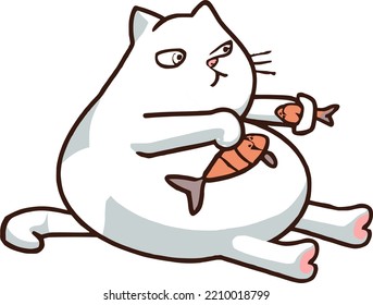 Chubby Cat And Fish Nice Fun