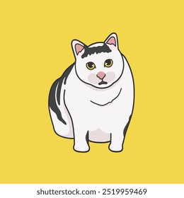 Chubby Cat Meme Sticker Vector Cute Illustration