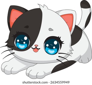 Chubby Cat Stretching Kitten Vector
