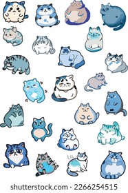 Chubby cats stickers EPS vector