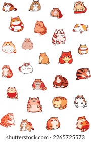 Gatos Chubby pegatinas vector rojo