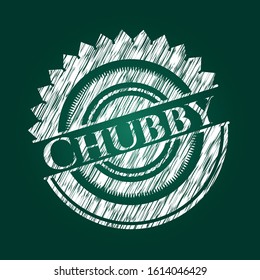 Chubby chalkboard emblem. Vector Illustration. Detailed.