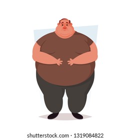Chubby Character Feeling Sick. Cartoon Style. Vector Illustration