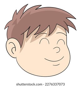 El emoticono de la cabeza de un muchacho chicheado sonriente amigable. ilustración de diseño vectorial
