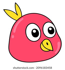 cabeza de pollo de color rojo con chubby, emoticono de caja de ilustraciones vectoriales. dibujo de icono de garabato