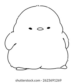 Chubby chick Line art outline illustration 