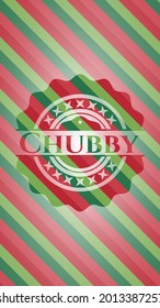 Chubby christmas style badge. Vector Illustration. Detailed. 