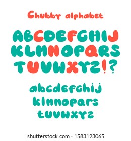 Chubby colored letters. Color cartoon font. Fun kids abc.