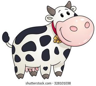 Chubby cow. Vector clip art illustration with simple gradients.