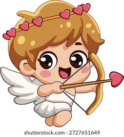 cupido gordinho com coroa e trazer uma seta