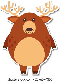Chubby deer animal cartoon sticker illustration