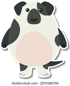 Chubby Dog Animal Cartoon Sticker Illustration