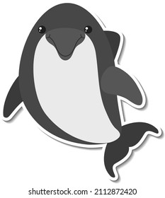 Chubby dolphin sea animal cartoon sticker illustration