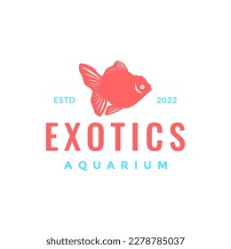 chubby fat fish gold fish aquarium beautiful colored minimal logo design vector