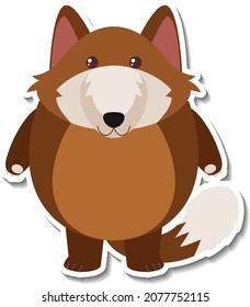 Chubby fox animal cartoon sticker illustration