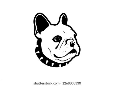 Chubby French Bulldog logo symbol with rocker collar style. Vector illustration of a chubby French Bulldog with a rocker collar style, captured in a logo symbol. Playful and unique design.