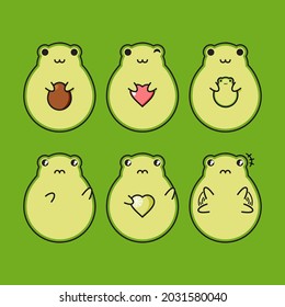 chubby frog sticker  vector illustration