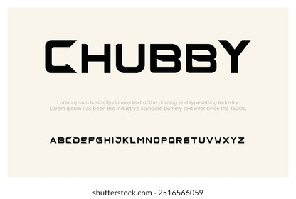 Chubby Future modern alphabet font. Typography urban style fonts for sport, technology, digital, movie logo design