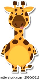 Chubby giraffe animal cartoon sticker illustration