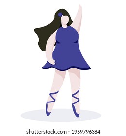 chubby girl dancing ballet. the girl reaches the goal