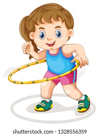 Chubby girl doing exercise illustration