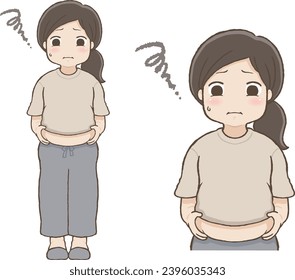Chubby Girl Pinching Her Belly Fat