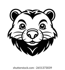 A chubby glyph icon of beaver mascot face