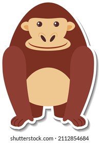 Chubby gorilla animal cartoon sticker illustration