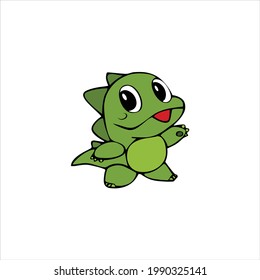 chubby green dinosaur logo design 