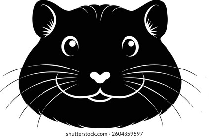chubby hamster face on white background.