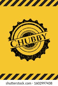 Chubby inside warning sign, black grunge emblem. Vector Illustration. Detailed.