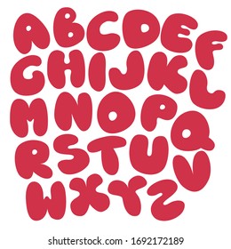 The chubby letters. Alphabet for print and digital. Children s theme, school design. Vector