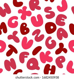 The chubby letters pattern. Alphabet for print and digital. Children s theme, school design. Vector