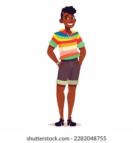 chubby LGBTQIA+ gay man.Vector stock illustration of plus size man isolated on white background.