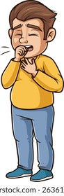 Chubby man coughing vector illustration