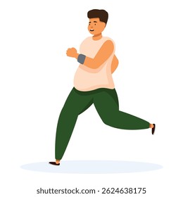 Chubby man jogging, promoting body positivity and healthy habits through physical activity