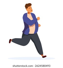 Chubby man jogging, promoting physical activity for weight loss and a healthy lifestyle