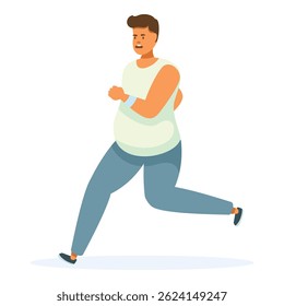 Chubby man jogging to slim down, fighting obesity and improving health through physical activity