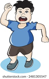 Un hombre gordito corre rápido 