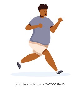 Chubby man running, promoting body positivity and healthy habits through jogging
