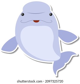 Chubby manatee animal cartoon sticker illustration